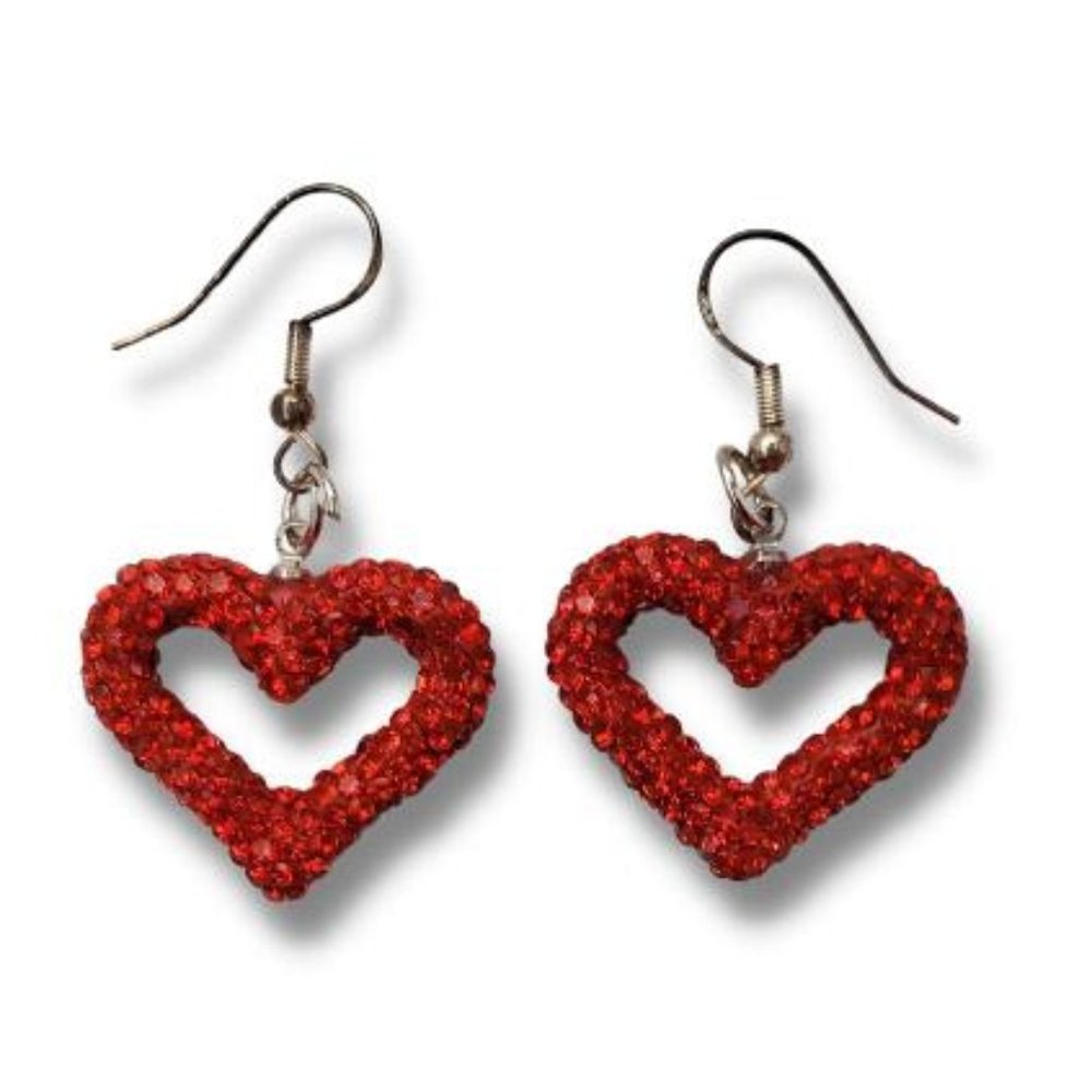 Sparkling Heart Charm Earrings